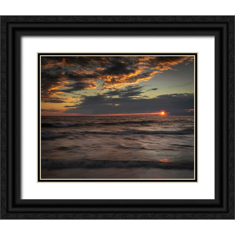 USA-New Jersey-Cape May National Seashore Sunset on ocean shore Black Ornate Wood Framed Art Print with Double Matting by Jaynes Gallery