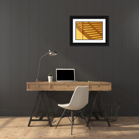 Coney Island-Brooklyn-New York-USA Striped shadows on a yellow building Black Ornate Wood Framed Art Print with Double Matting by Wilson, Emily M.