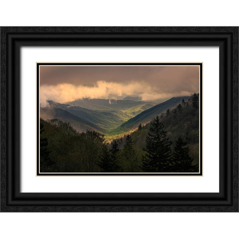 Sunrise view of Oconaluftee Valley-Great Smoky Mountains National Park-North Carolina Black Ornate Wood Framed Art Print with Double Matting by Jones, Adam