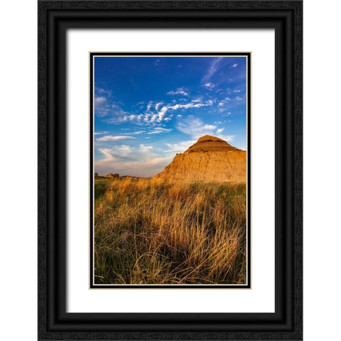 Badlands formations in Theodore Roosevelt National Park-North Dakota-USA Black Ornate Wood Framed Art Print with Double Matting by Haney, Chuck