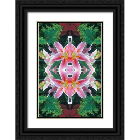 Flipped and reflected Stargazer Lilies-Cincinnati-Ohio Black Ornate Wood Framed Art Print with Double Matting by Jones, Adam