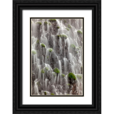 Waterfall close-up-Columbia River Gorge-Oregon Black Ornate Wood Framed Art Print with Double Matting by Jones, Adam