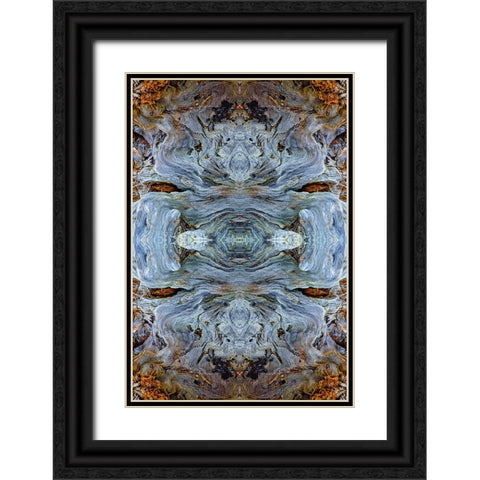 Abstract pattern in driftwood-Bandon Beach-Oregon Black Ornate Wood Framed Art Print with Double Matting by Jones, Adam
