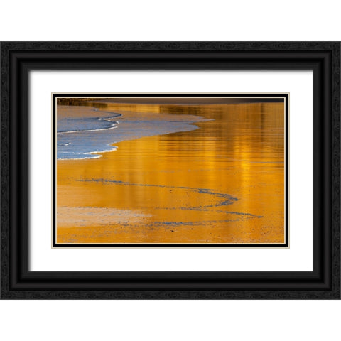 Reflective wet sand at sunrise-Cape Kiwanda in Pacific City-Oregon-USA Black Ornate Wood Framed Art Print with Double Matting by Haney, Chuck
