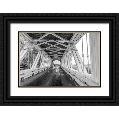 Gilkey Covered Bridge near Scio-Oregon-USA Black Ornate Wood Framed Art Print with Double Matting by Haney, Chuck