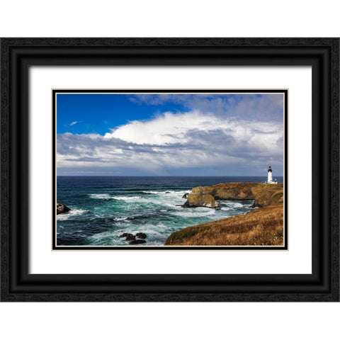 Yaquina Head Lighthouse in Newport-Oregon-USA Black Ornate Wood Framed Art Print with Double Matting by Haney, Chuck