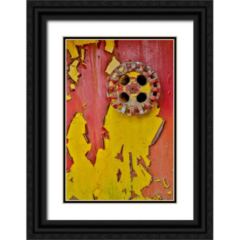 USA- Oregon- Tillamook. Old fire truck with gauges and valves with colorful pealing paint Black Ornate Wood Framed Art Print with Double Matting by Gulin, Darrell