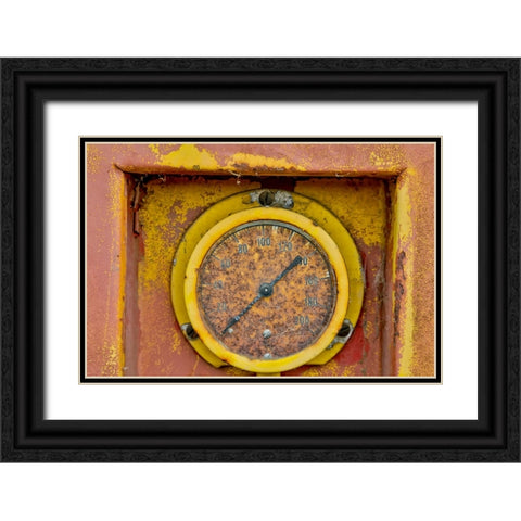 USA- Oregon- Tillamook. Old fire truck with gauges and valves with colorful pealing paint Black Ornate Wood Framed Art Print with Double Matting by Gulin, Darrell