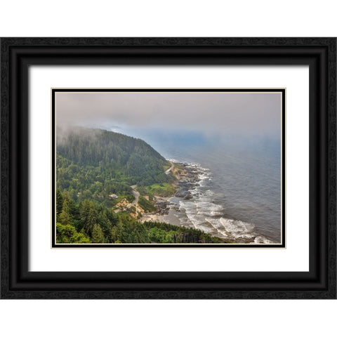 Usa-Oregon-Yachats Cape Perpetua Black Ornate Wood Framed Art Print with Double Matting by Looney, Hollice