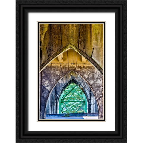 Usa-Oregon-Newport Yaquina Bay Bridge Black Ornate Wood Framed Art Print with Double Matting by Looney, Hollice