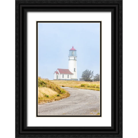 Usa-Oregon-Port Orford Cape Blanco Lighthouse on a Foggy Morning Black Ornate Wood Framed Art Print with Double Matting by Looney, Hollice