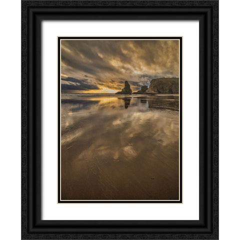 Bandon Beach-Oregon Black Ornate Wood Framed Art Print with Double Matting by Ford, John