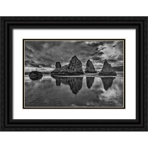 Bandon Beach-Oregon Black Ornate Wood Framed Art Print with Double Matting by Ford, John