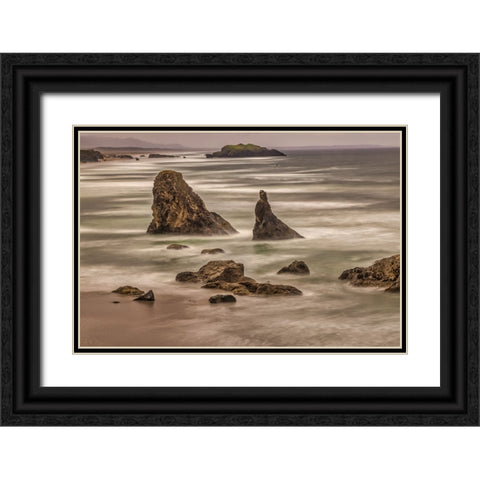 Bandon Beach-Oregon Black Ornate Wood Framed Art Print with Double Matting by Ford, John