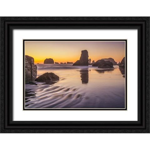Bandon Beach-Oregon Black Ornate Wood Framed Art Print with Double Matting by Ford, John