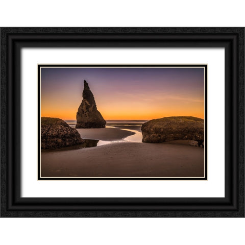 Bandon Beach-Oregon Black Ornate Wood Framed Art Print with Double Matting by Ford, John