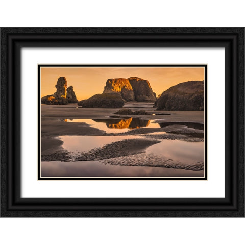 Bandon Beach-Oregon Black Ornate Wood Framed Art Print with Double Matting by Ford, John