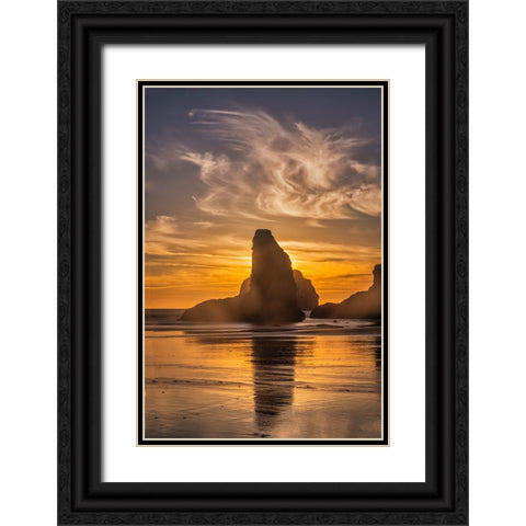 Bandon Beach-Oregon Black Ornate Wood Framed Art Print with Double Matting by Ford, John