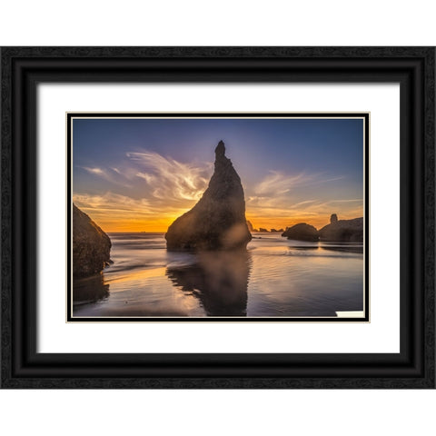 Bandon Beach-Oregon Black Ornate Wood Framed Art Print with Double Matting by Ford, John