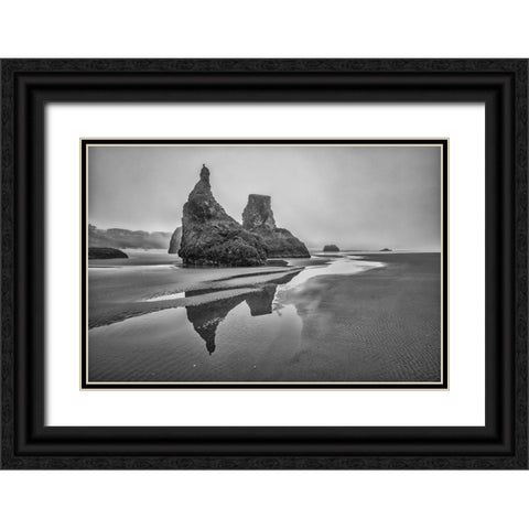 Bandon Beach-Oregon Black Ornate Wood Framed Art Print with Double Matting by Ford, John