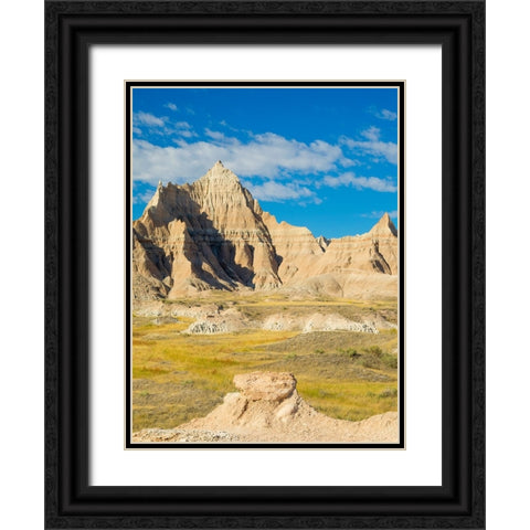 South Dakota- Badlands National Park. Badlands rock formations Black Ornate Wood Framed Art Print with Double Matting by Wild, Jamie and Judy