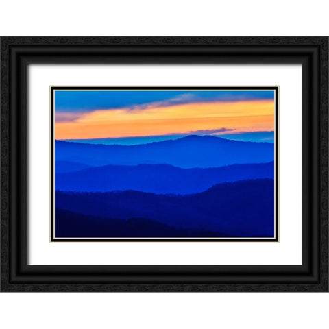 USA- Tennessee. Great Smoky Mountains National Park- sunrise and layering of mountains Black Ornate Wood Framed Art Print with Double Matting by Gulin, Darrell