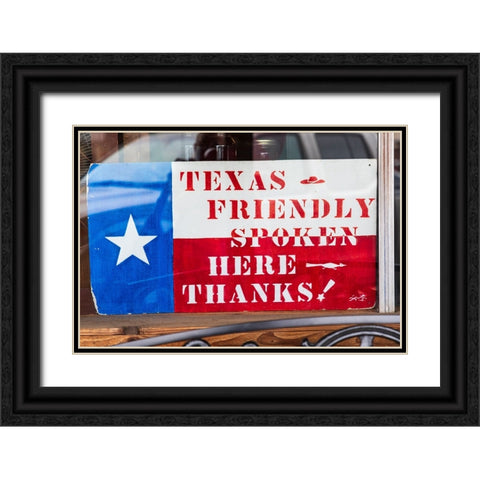 Bandera-Texas-USA-Texas friendly sign in the Texas Hill Country Black Ornate Wood Framed Art Print with Double Matting by Wilson, Emily M.