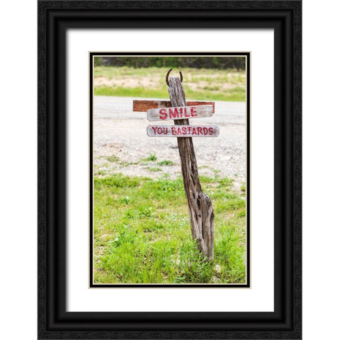 Comfort-Texas-USA-Humorous sign in the Texas Hill Country Black Ornate Wood Framed Art Print with Double Matting by Wilson, Emily M.