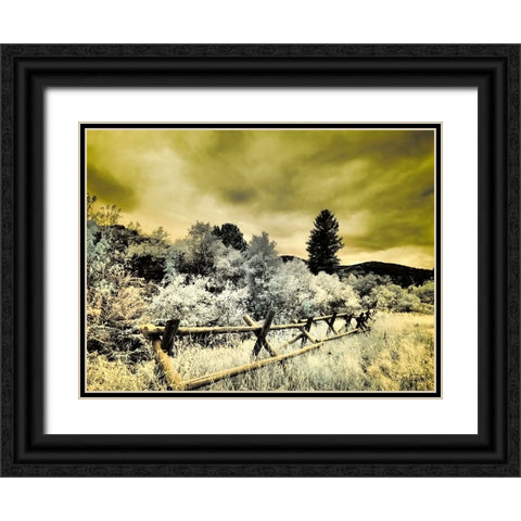 USA-Utah-Infrared of the Logan Pass area with split rai fence Black Ornate Wood Framed Art Print with Double Matting by Eggers, Terry