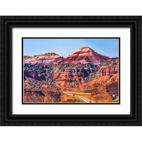 Colorful Red Canyon-Castle Valley-I-70 Highway-Utah Black Ornate Wood Framed Art Print with Double Matting by Perry, William