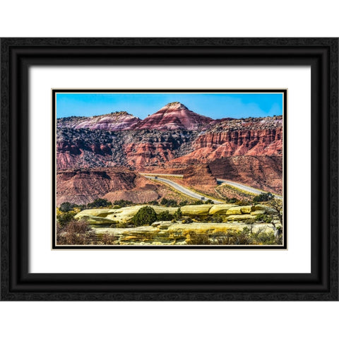 Colorful Red Canyon-Castle Valley-I-70 Highway-Utah Black Ornate Wood Framed Art Print with Double Matting by Perry, William