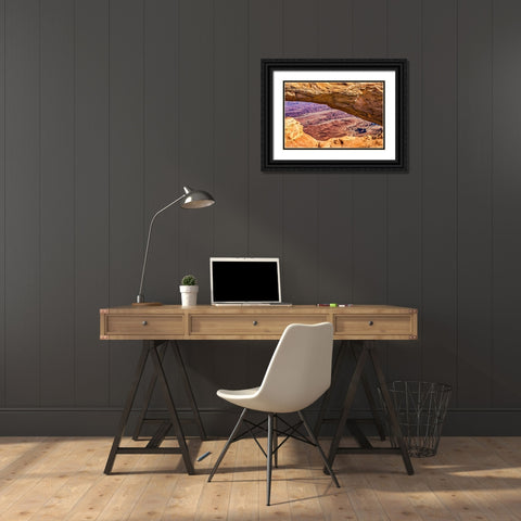 Mesa Arch- Red Rock Canyons- Canyonlands National Park- Moab- Utah. Black Ornate Wood Framed Art Print with Double Matting by Perry, William