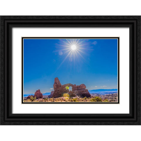 Turret Arch- Windows Section- Arches National Park- Moab- Utah. Black Ornate Wood Framed Art Print with Double Matting by Perry, William