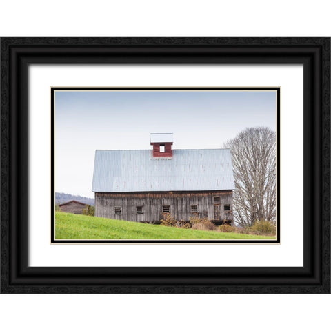 USA-Vermont-Rockingham. Barn Black Ornate Wood Framed Art Print with Double Matting by Bibikow, Walther