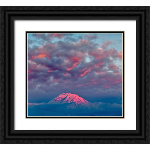 Mt Rainier at sunset-Washington State Black Ornate Wood Framed Art Print with Double Matting by Jones, Adam