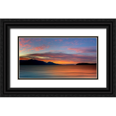 USA-Washington State-Seabeck Composite panoramic sunset over Hood Canal Black Ornate Wood Framed Art Print with Double Matting by Jaynes Gallery
