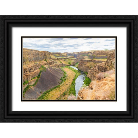 Palouse Falls State Park-Washington State-USA-The Palouse River Canyon in Palouse Falls State Park Black Ornate Wood Framed Art Print with Double Matting by Wilson, Emily M.