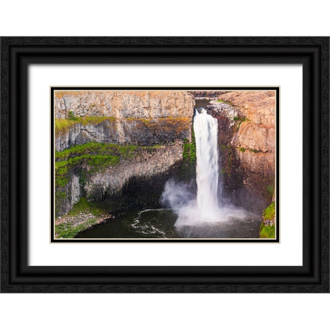 Palouse Falls State Park-Washington State-USA-Palouse falls pouring over cliffs Black Ornate Wood Framed Art Print with Double Matting by Wilson, Emily M.