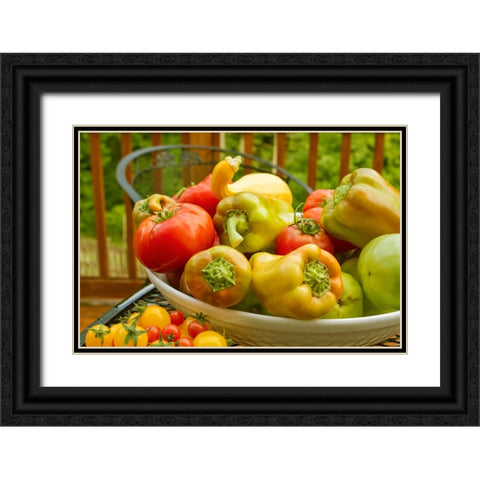 Sammamish-Washington State-USA Bowl of fresh produce Black Ornate Wood Framed Art Print with Double Matting by Horton, Janet