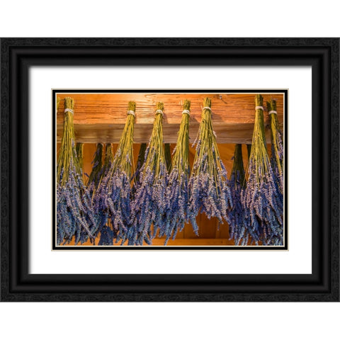 San Juan Island-Washington State-USA Bunches of lavender hung to dry Black Ornate Wood Framed Art Print with Double Matting by Horton, Janet