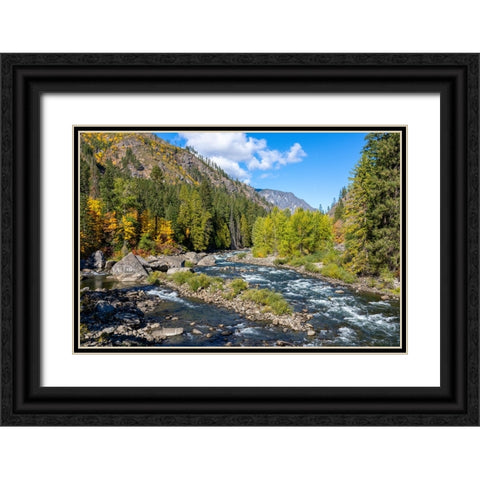 Leavenworth- Washington State- USA. View from a pipeline pedestrian bridge Black Ornate Wood Framed Art Print with Double Matting by Horton, Janet