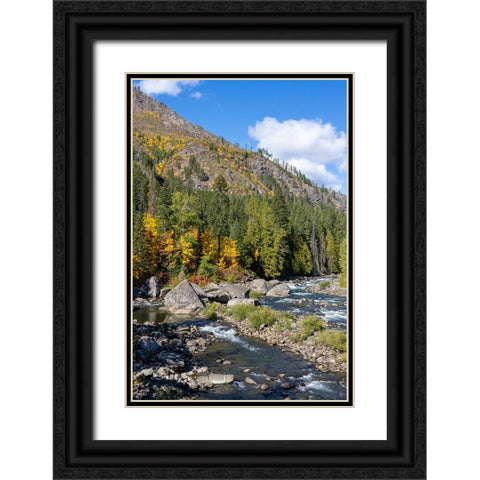 Leavenworth- Washington State- USA. View from a pipeline pedestrian bridge Black Ornate Wood Framed Art Print with Double Matting by Horton, Janet