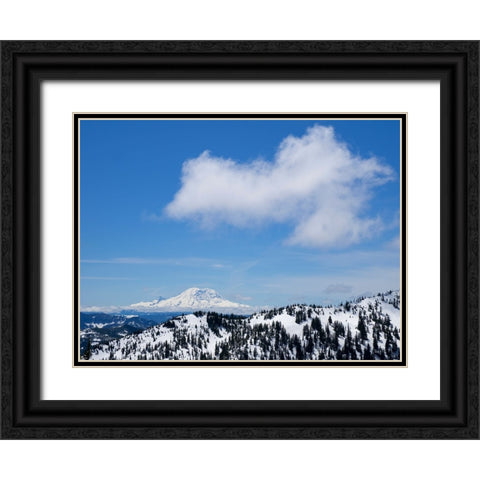 Washington State-Central Cascades View of Mount Rainier from Pratt Mountain Black Ornate Wood Framed Art Print with Double Matting by Wild, Jamie and Judy