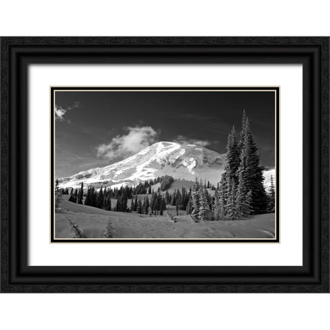 USA-Washington State-Mt-Rainier National Park-Winter on Mount Rainier Black Ornate Wood Framed Art Print with Double Matting by Eggers, Terry