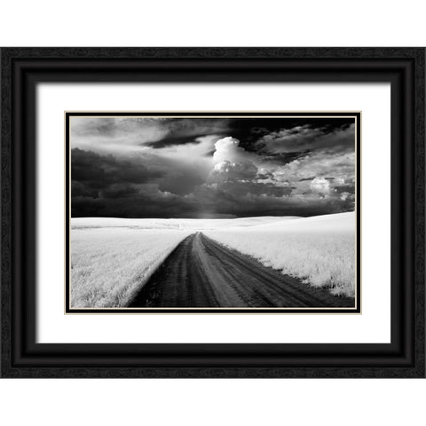 USA-Washington State-Country backroad Black Ornate Wood Framed Art Print with Double Matting by Eggers, Terry