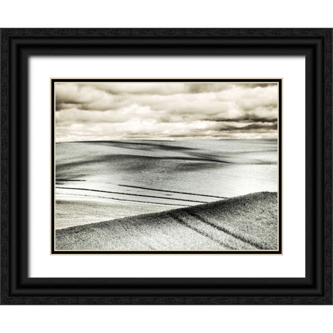 USA-Washington State-Palouse-Crops growing on the rolling hills of the Palouse Black Ornate Wood Framed Art Print with Double Matting by Eggers, Terry