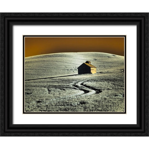 USA-Washington State-Palouse region-Old barn in field of wheat Black Ornate Wood Framed Art Print with Double Matting by Eggers, Terry