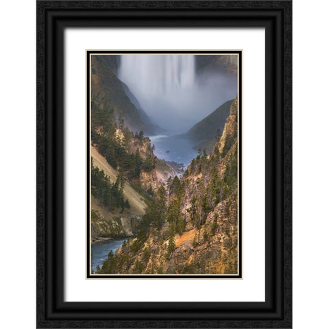 Lower Falls at sunrise from Artist Point-Yellowstone National Park-Wyoming Black Ornate Wood Framed Art Print with Double Matting by Jones, Adam