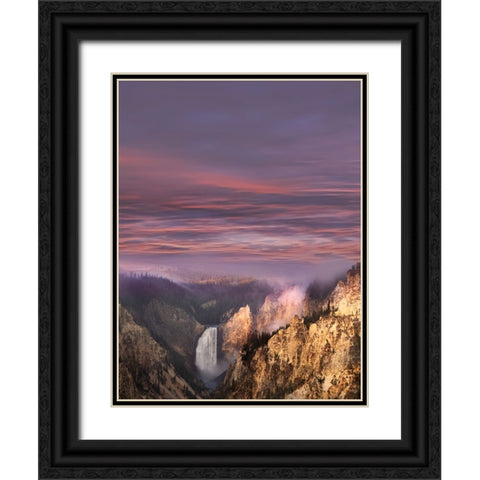 Lower Falls at sunrise from Artist Point-Yellowstone National Park-Wyoming Black Ornate Wood Framed Art Print with Double Matting by Jones, Adam