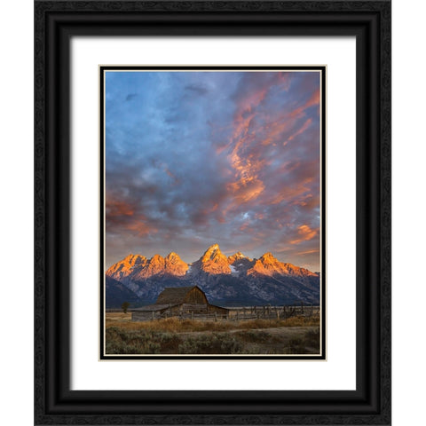Historical Moulton barn at sunrise-Grand Teton National Park-Wyoming Black Ornate Wood Framed Art Print with Double Matting by Jones, Adam